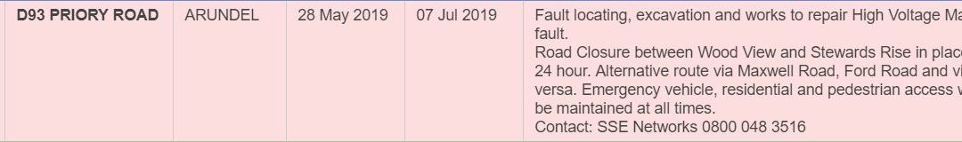 ROAD CLOSURE – PRIORY ROAD