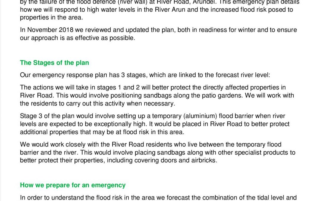 River Road Arundel Emergency Response Plan Summary