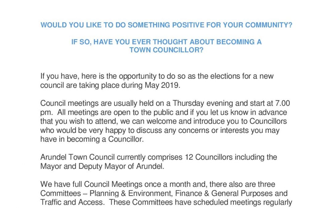 HAVE YOU EVER THOUGHT ABOUT BECOMING A  TOWN COUNCILLOR?