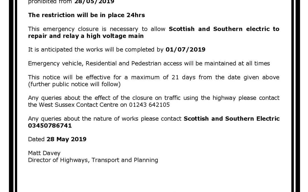 TEMPORARY ROAD CLOSURE – PRIORY ROAD