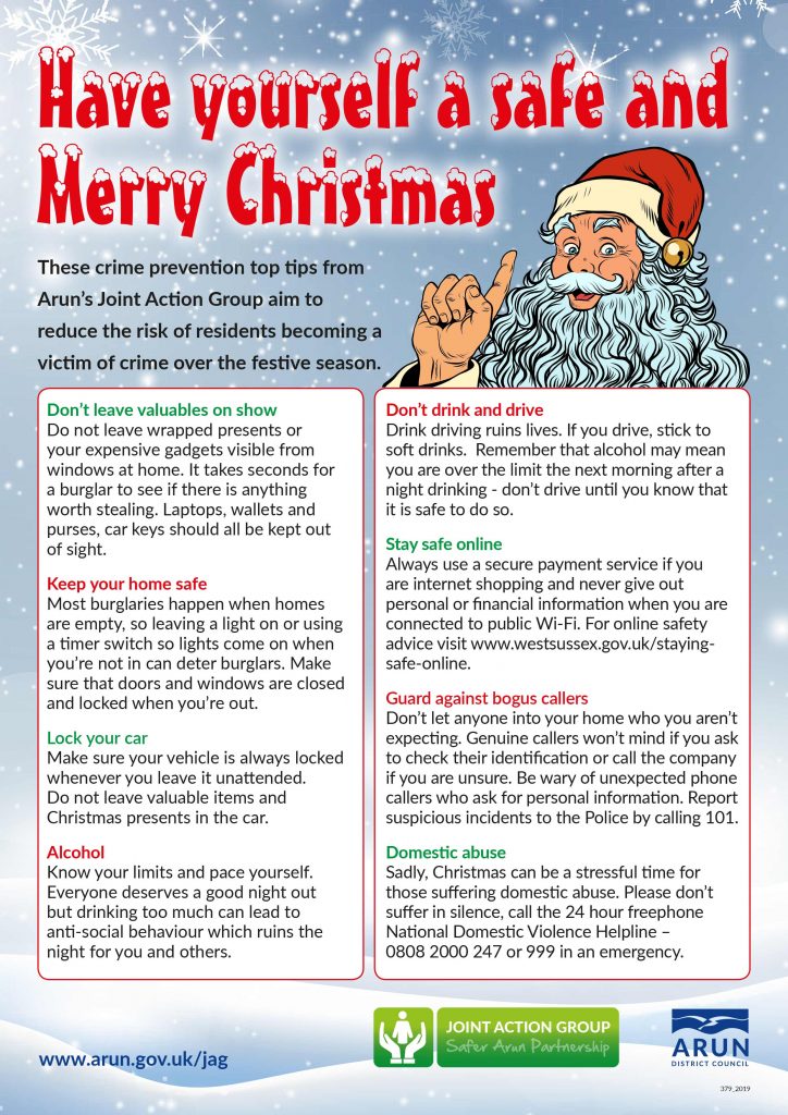 Crime prevention tips for the run up to Christmas Arundel Town Council